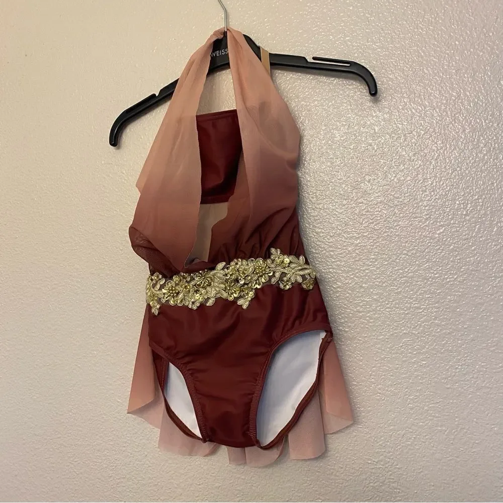 WEISSMAN elite Dance Costume pink mauve Lifelines PL11371 child IC 7/8